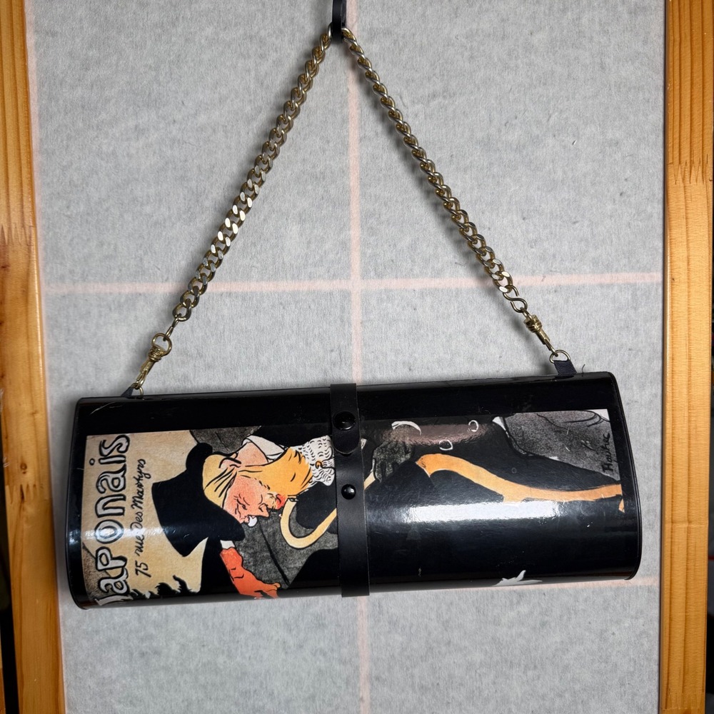 VTG Breeke Teardrop Clutch Bag Small Black Art Nouveau Divan Japonais Chain